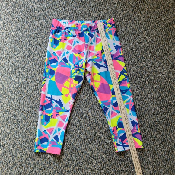 RARE Under Armour Pink Blue Neon Compression Capris Size Medium - Picture 2 of 7